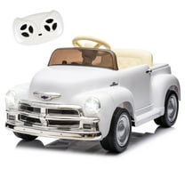 12V Ride on Toys, Licensed Chevrolet 3100 Powered Ride on Cars with Remote Control, Bluetooth, Music, USB Ports, LED Lights, 4 Wheels Suspension, Electric Car for Kids Boys Girls Ages 3-6, White
