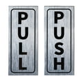 thumbnail image 1 of Unique Bargains Push Pull Door Sign 2'x5' Adhesive Vertical Pull Push Sticker Silver 1 Set, 1 of 6
