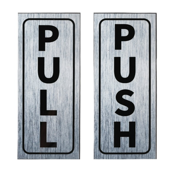 Uxcell Push Pull Door Sign 2"x5" Adhesive Vertical Pull Push Sticker Silver 1 Set