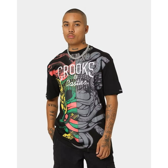 Crooks & Castles Men's T-Shirt Dissected Medusa Short Sleeve Tee (Large, Black)