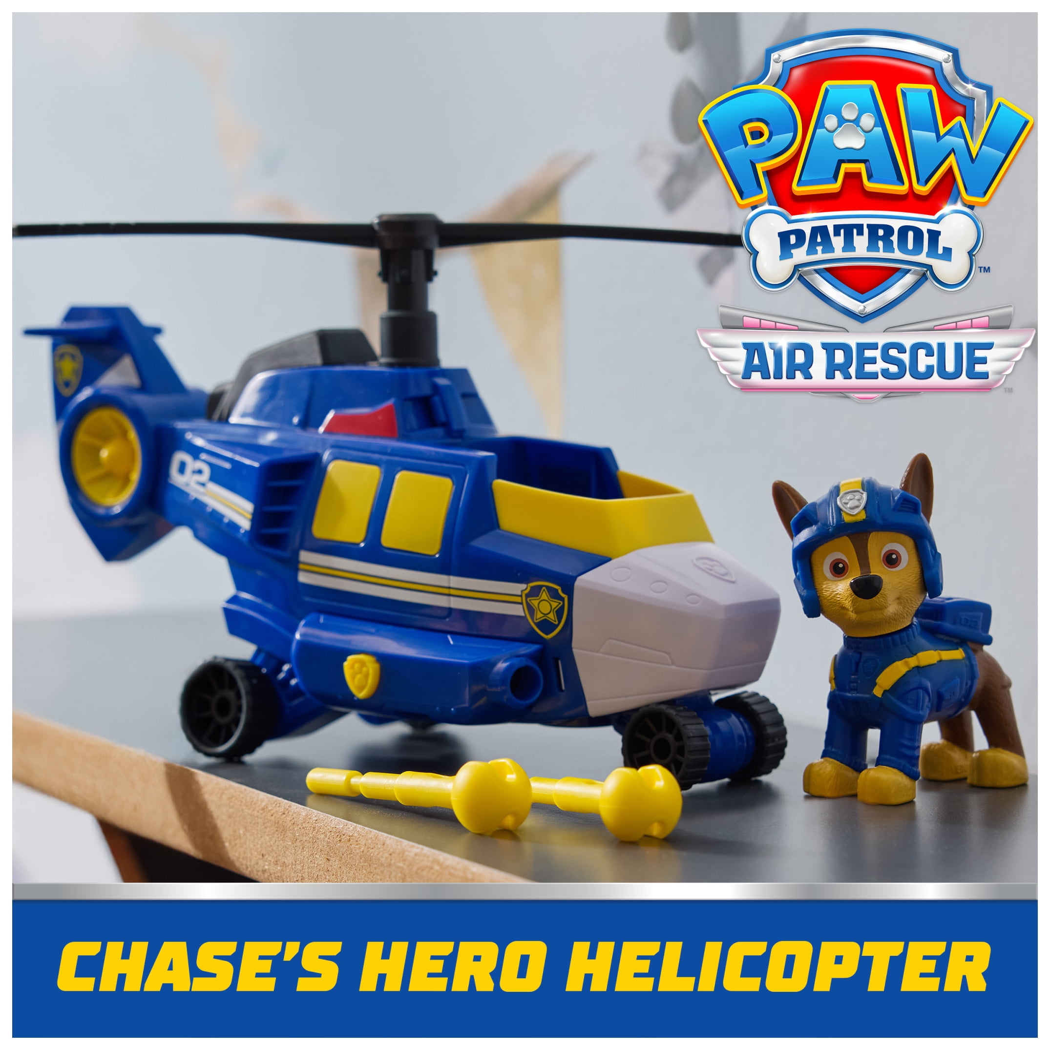 PAW Patrol: Air Rescue Helicopter Vehicle with Projectile Launcher & Chase Collectible Action Figure for Kids Ages 3+