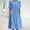 Blue, variant on QUNYINEY Floral Womens Spring Dresses Casual Short Sleeve A-Line Dress Pleated Crew Neck Flowy Midi Sundress