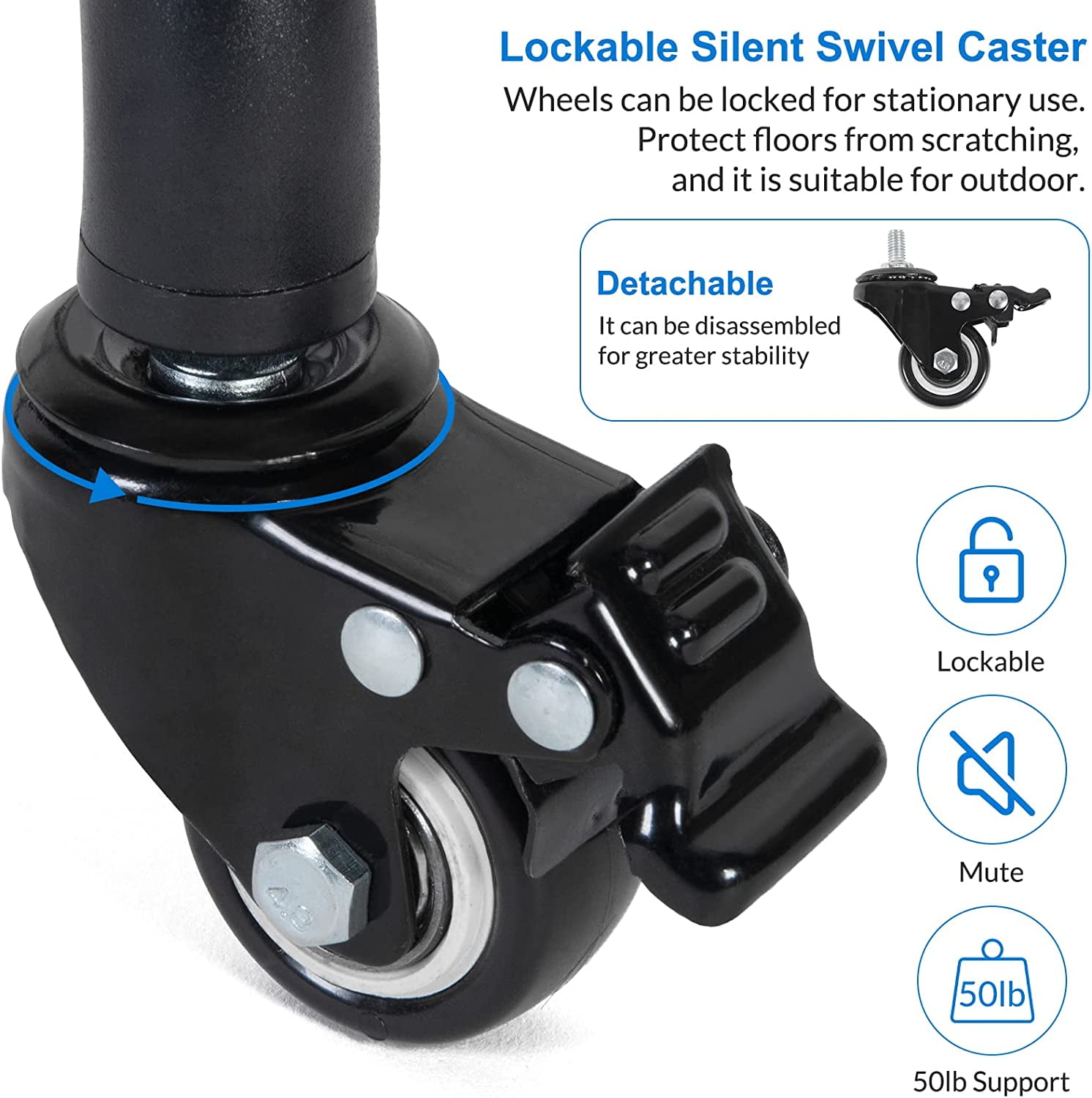 Laptop Tripod Stand with Wheels and Shelves, Adjustable Projector Floor Mount 25.9-51.8 Inch for Home Office