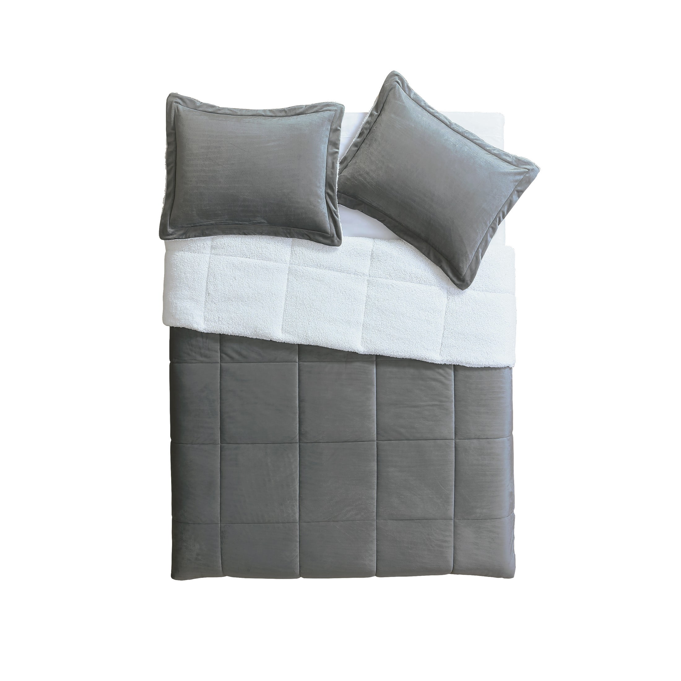 VCNY Home Micromink 3-Piece Charcoal Solid Color Comforter Set, King, Adult, Unisex