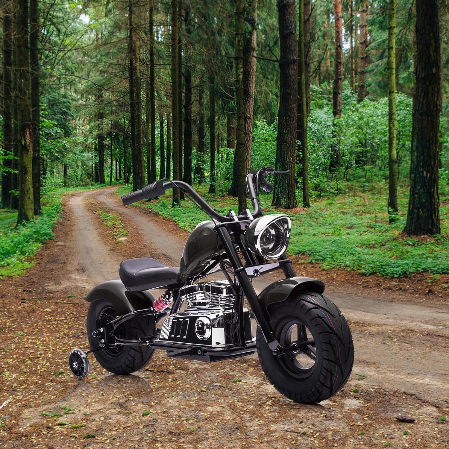 Rugerasy 36V 350W Ride On Off-Road Motorcycle,Electric Dirt Bike for Teens,Fast Speed 16.5mph with Music,Spring Suspension,Led Light,Black