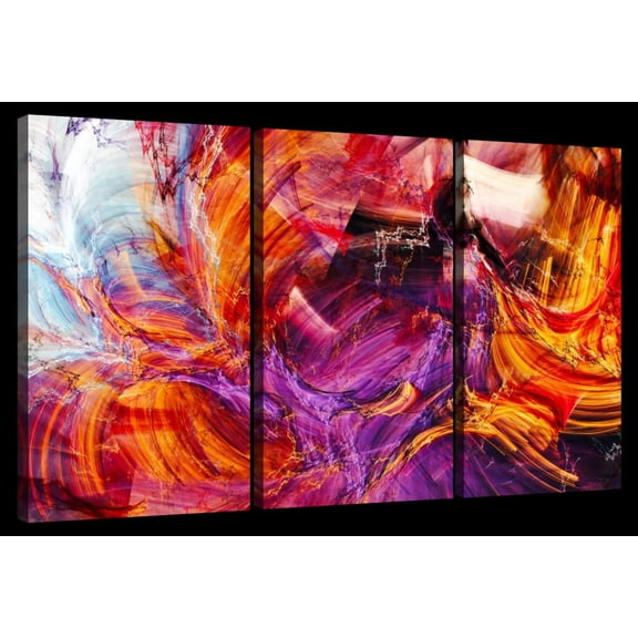 Elephant Stock Abstract Caramel Splash Wall Art - Horizontal Multi Panel Canvas - Hallway Wall Decor - Abstract Multi Panel - Purple And Orange Decor - 23" x 14"
