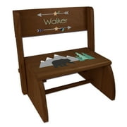 Personalized Mountain Bear Child's Espresso Flip Stool