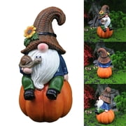 Sculptural Garden Accent Delightful Dwarf Sitting on an Eye Catching Pumpkin