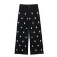thumbnail image 1 of Conjunto de 2 piezas de moda para mujer, camisa bordada de un solo pecho y pantalones con cremallera frontal vintage, conjuntos de pantalones elegantes para mujer, 1 of 5