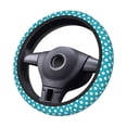 thumbnail image 2 of Rateoe Sky Blue And White Polka Dot Pattern Elastic Stretch Steering Wheel Cover, Universal 15 inch, Microfiber Breathable , Anti-Slip, Odorless, Easy Carry, 2 of 6