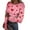 42#Red, variant on Valentine's Day Women's T-Shirt Long Sleeve Stretch Crewneck Ribbed Heart Print Fitted Casual Basic Top 2026 Autumn Winter Wear Hot Pink S
