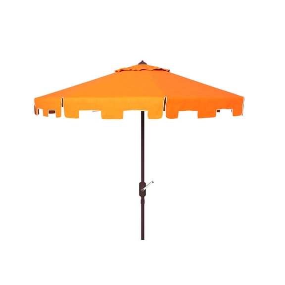 SAFAVIEH Zimmerman 11' Market Crank Round Patio Umbrella, Orange