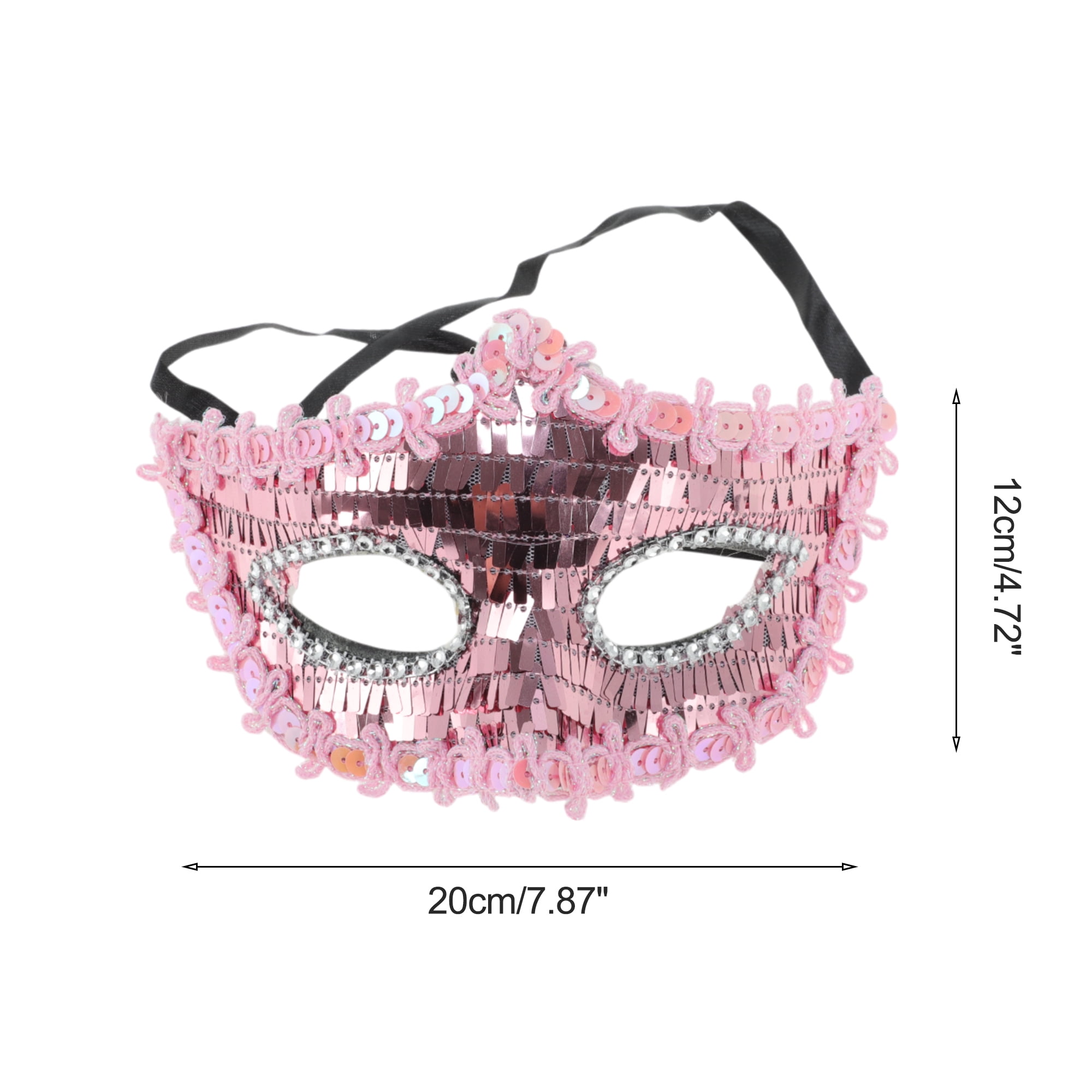 Unique Bargains Elegant Crystal Beaded Half Face Party Mask Pink