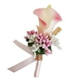 thumbnail image 3 of Ramillete de cala Flores Novio Hombres Boutonniere Novia Ramilletes de boda Boutonnieres rosa melocotón, 3 of 7