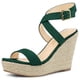 thumbnail image 1 of Sandalias de tacón de cuña Allegra K con Tirantes Cruzados para Mujer Verde 38, 1 of 7