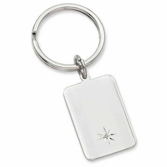 Rhodium-plated Kelly Waters Star Cut .001ct. Diamond Key Ring; for Adults and Teens; for Women and Men