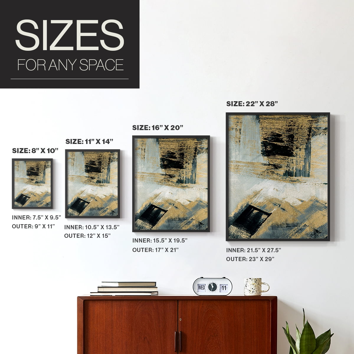 Southern Flow in Black Solid Wood 22 x 28 Framed Print