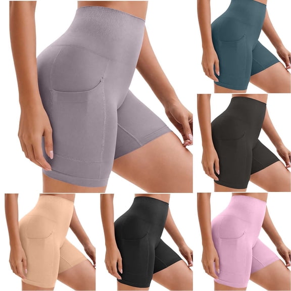QATAINLAV Biker Shorts for Women High Waisted Butt Lifting Shapewear Shorts Solid Casual Workout Gym Short Yoga Leggings with Pockets Black L