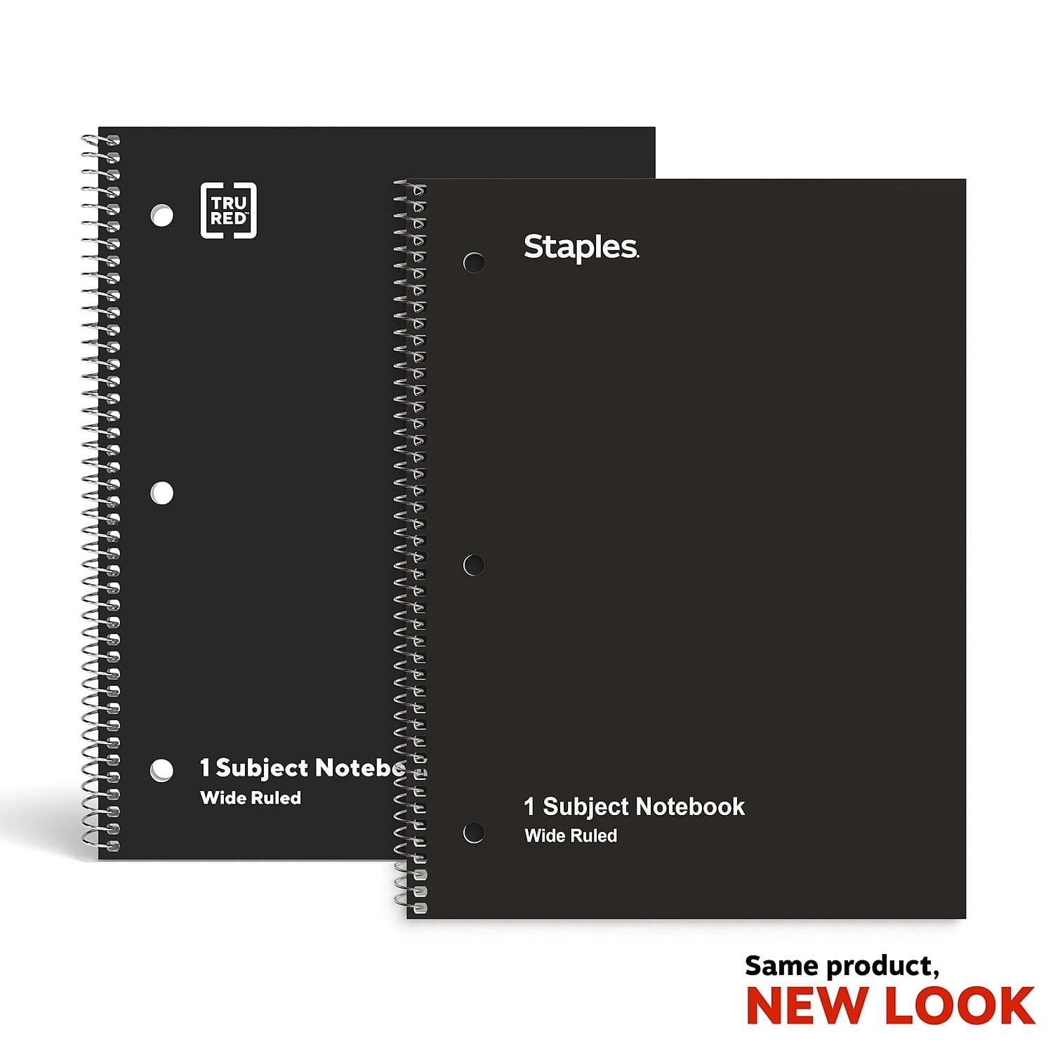 Staples 1-Subject Notebook 8' x 10.5' Wide Ruled 70 Sheets Black (24001M) TR24001M/24001