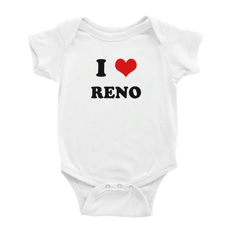 

I Heart Reno Love Funny Cute Baby Bodysuit Romper (White 18-24 Months)