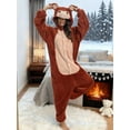 thumbnail image 3 of Women's Adorable Monkey Hooded Plush Contrast-Color Onesie Long-Sleeve Zippered Plush Warm Hooded Onesie Party Pajamas Costume Play Loungewear Perfect for Carnival, Halloween, Festival Costumes, Hall, 3 of 6