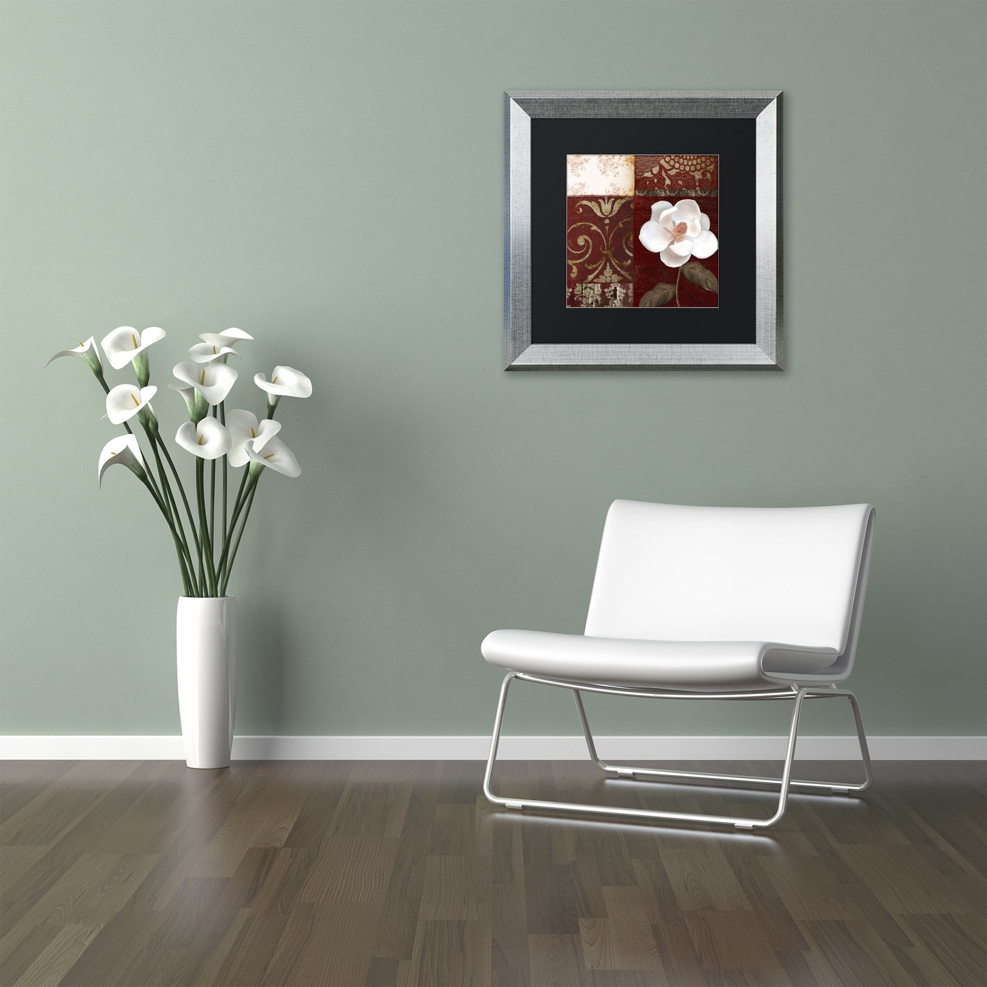 Trademark Fine Art "Flores Blancas IV" Canvas Art by Color Bakery Black Matte, Silver Frame