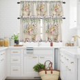thumbnail image 3 of Farm Kitchen Curtains Valances and Tiers Set of 3 Watercolors Bath Cute Pig Wildflowers Plant Leaves Linen Tier Curtains and Valance with Rod Pocket for Small Windows, 27.5"x24", 3 of 9