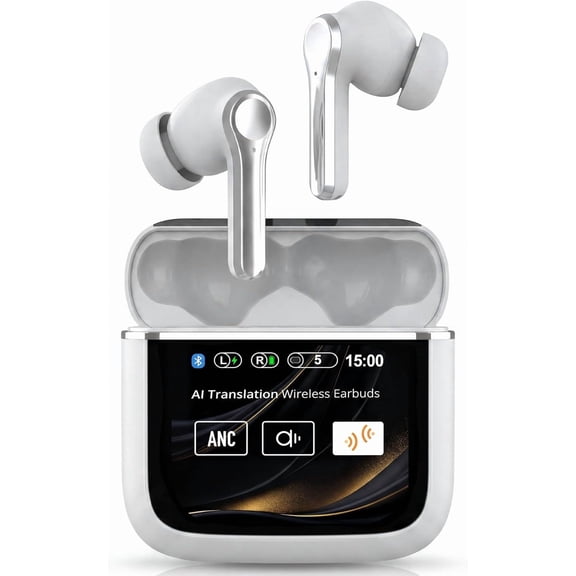 SureTech ANC/ENC Wireless Earbuds - 60 Hours Battery Life, AI Translation, Bluetooth 6.0, Touch Control, Waterproof, Charging Case with Silicone Tips
