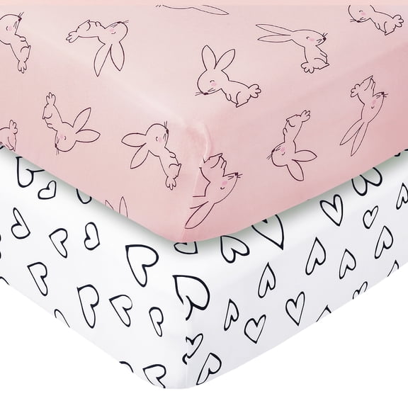 Little Star 100% Cotton 2 Pack Girls Fitted Crib Sheets