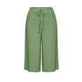 thumbnail image 4 of yillto Plus Size Women Capris Pant Wide Leg Loose Cropped Pants High Waist Drawstring Capri Trousers, 4 of 7