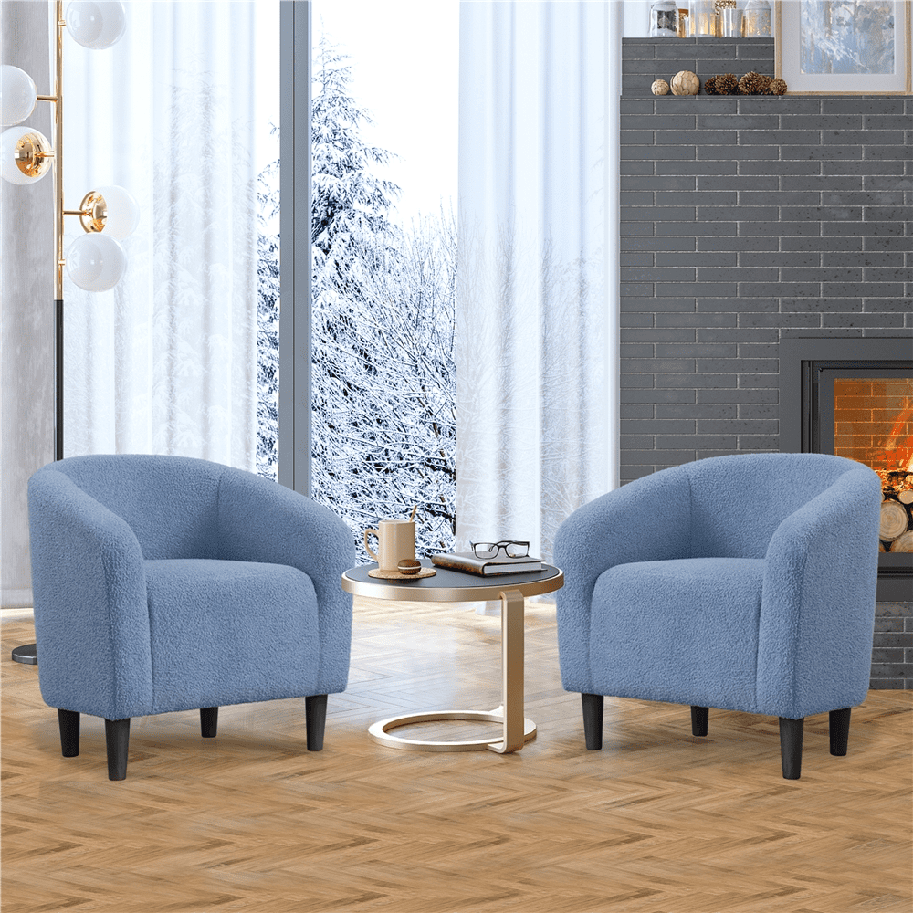 Renwick Modern Boucle Upholstered Accent Chair, Blue