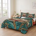 thumbnail image 2 of Twin XL Quilt Set 68''x98'', William Morris Plant Floral Lightweight Bedspread Coverlet Set with 2 Pillow Shams, Retro Lotus Flower Leaves Breathable All Season Quilt Bedding for Dorm/Guest Room, 2 of 9