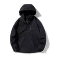 thumbnail image 2 of Men's Windbreakers Solid Color Hooded Three-in-one Detachable Multi-pocket Cardigan Relaxation Outdoors Zipper Overcoat Outdoor Jacket Windbreaker Jackets for Men Black M, 2 of 8