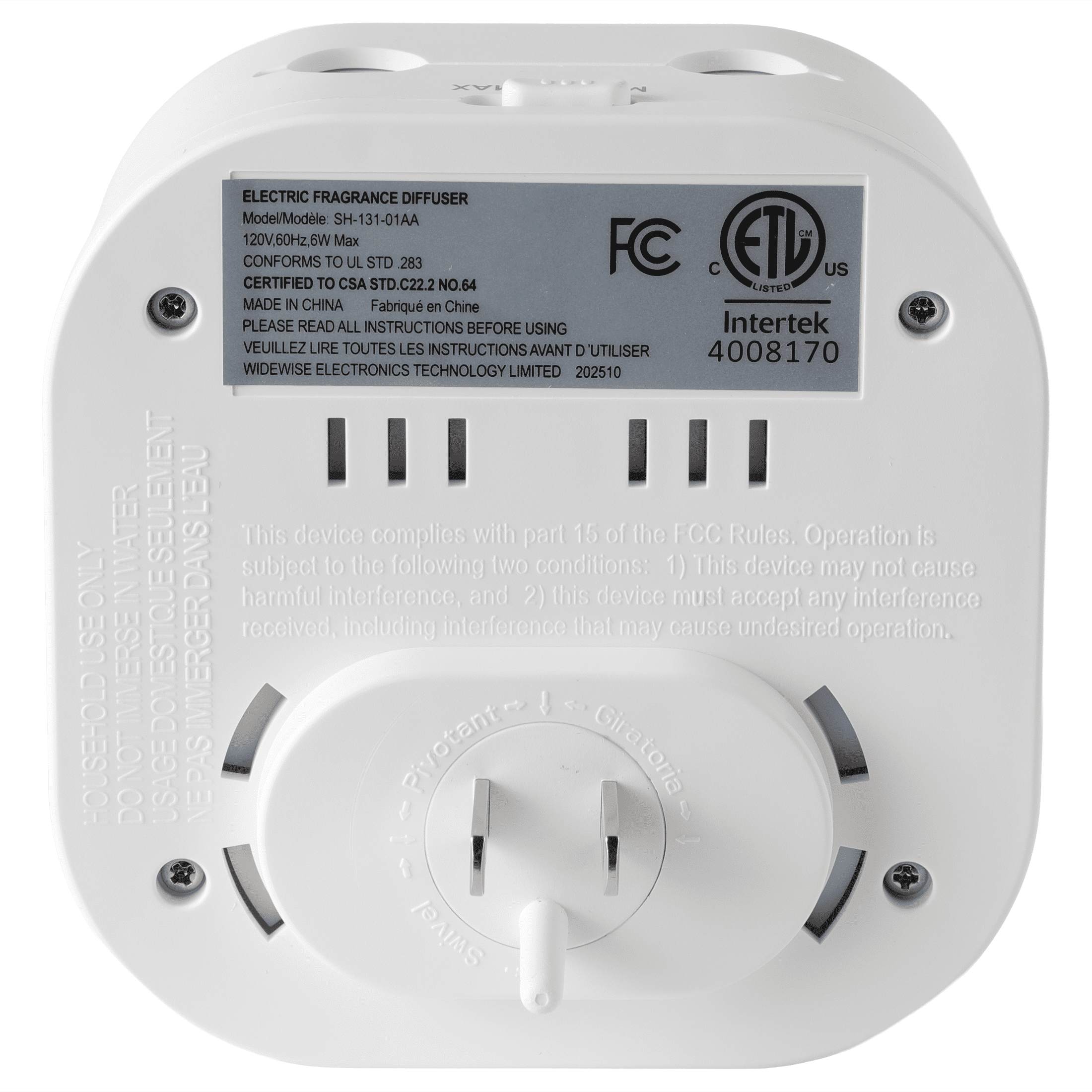 Allswell Dual Aroma Accent Fragrance Dispenser, White