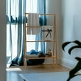 thumbnail image 6 of MIDODO 52 Inch Solid Bamboo Freestanding Towel Rack, Bathroom Folding Towel Drying Stand with Bottom Storage Shelf, 6 of 8