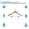 thumbnail image 3 of USTECH Gancho con Forma de Arco y Pinzas, con Acabado de Madera Resistente para Trajes, Pantalones y Faldas, Ahorra Espacio en el Armario con Muesca en el Hombro para Vestidos con Tiras, Paquete de 20, 3 of 5