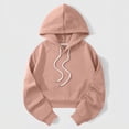 thumbnail image 4 of hoksml Women Solid Cropped Drawstring Hoodie Drop Shoulder Long Sleeve Pullover Sweatshirt for Casual Street Daily Wear, 4 of 5