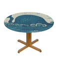thumbnail image 3 of Orinice Blue Elephant Waves Bird Round Table Cover Stain Resistant Washable Indoor Outdoor Tablecloth Kitchen Dining Wedding Parties Elastic Edge 100% Polyester Fiber 42-46, 3 of 8
