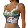 thumbnail image 2 of Fotbe Parisian Cafe With Eiffel Sujetador Deportivo Largo sin Aros para Mujer con Almohadillas y Soporte Medio, Transpirable y Absorbente, Camiseta Tipo Chaleco o Tank Top-XX-Large, 2 of 8