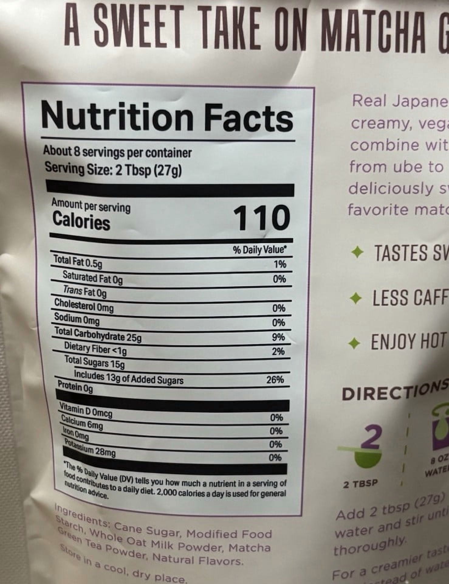 Karma Kitchen Ube Matcha Latte Mix with Whole Oat Milk, Japanese Barista-Style, Vegan, Just Add Water, Sweet & Nutty Flavor, 7.5 oz