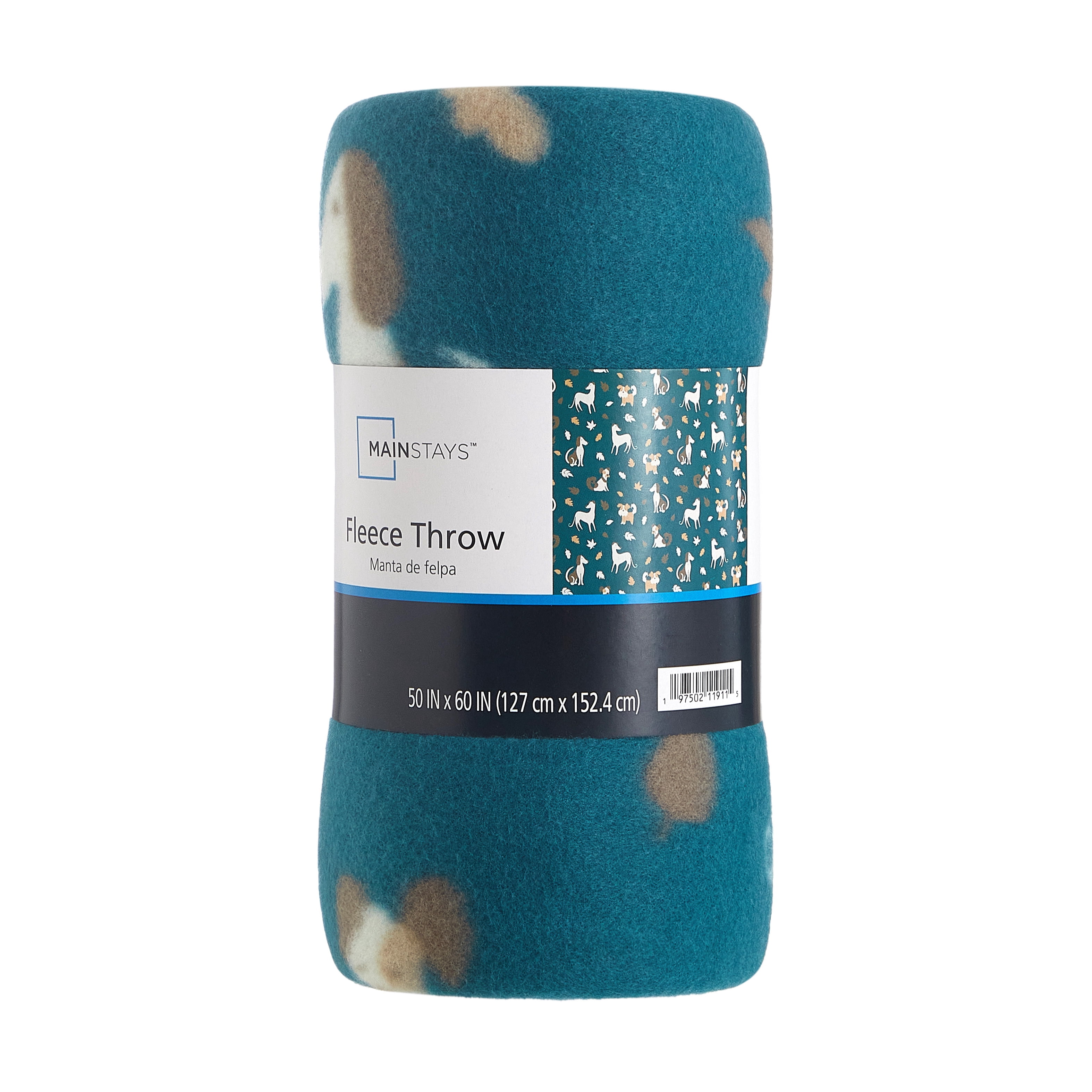 Mainstays Cozy Fleece Throw Blanket, Autumn Dogs, 50 in x 60 in