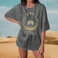 thumbnail image 2 of Bibifish Womens Oversized T-Shirt Boho Chic Airy Butterfly Moon Phase & Wreath Print Tee Soft Breathable Casual Daily & Outdoor T-Shirt, 2 of 4