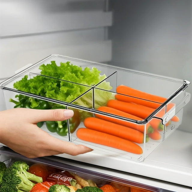 Contenedores herméticos para almacenar alimentos, organizadores para refrigerador con tapas, cajas de plástico transparente para despensa de cocina, para frutas, verduras y sobras.