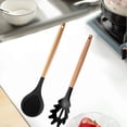 thumbnail image 5 of Juego de utensilios de cocina de madera y silicona, soporte para utensilios y tapa, mangos de madera, juego de utensilios de cocina antiadherentes, 5 of 5