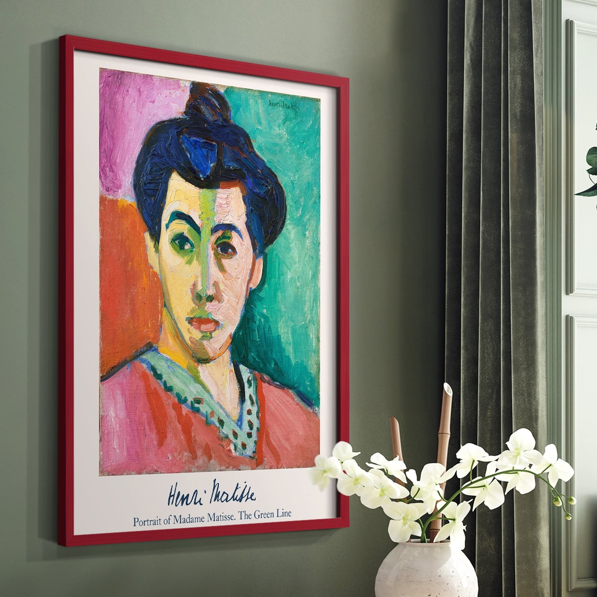 Matisse DIII Framed Print in Red Solid Wood Framed Print No Nail Hanging