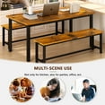 thumbnail image 2 of Lamerge Kitchen Table Set with 2 Benches 4 Person Dining Room Table Set for Home Kitchen, Dining Room, Restaurant, Space Saving, Rustic Brown, 43.3''L x23.6''W x28.5''H, 2 of 6