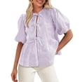 thumbnail image 1 of Blusa PRETTYGARDEN Camisa a rayas con lazo en la parte delantera para mujer 2025, 1 of 9