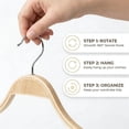 thumbnail image 4 of Unique Bargains 2 Pcs Wood Non-Slip Great Hangers with Clips for Closet Natural 15.7inch, 4 of 6