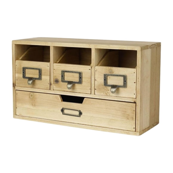 Cajones de almacenamiento para escritorio, suministros de oficina, organizador de escritorio de madera estilo rústico para baño, manualidades, oficina