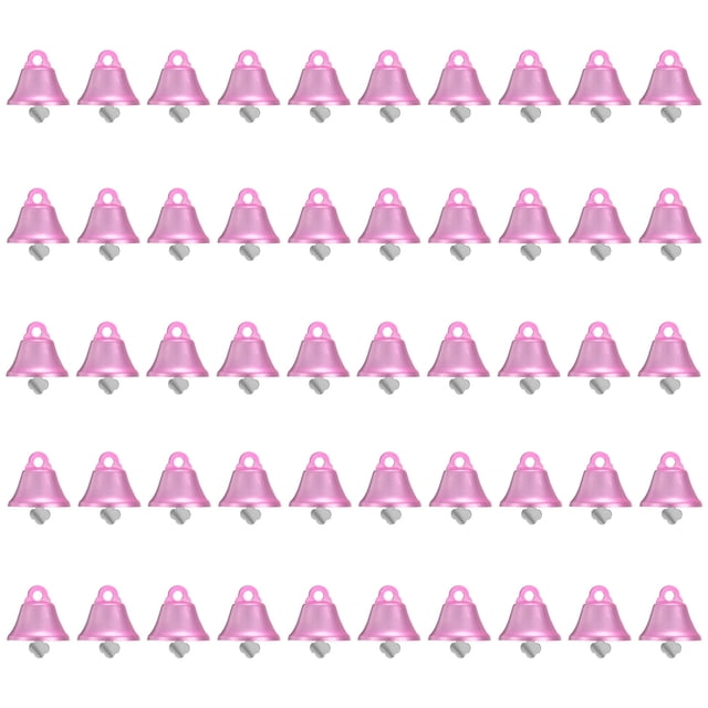 Uxcell Mini Jingle Bells 1" Metal Hanging Bells Pink 50Pack